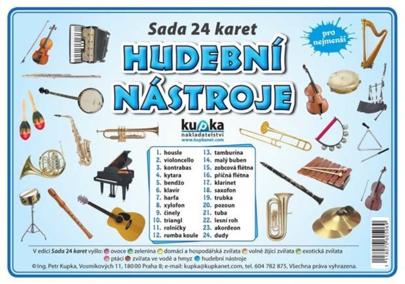 Hudební nástroje - sada 24 karet pro nejmenší od z nakl. KUPKA ...