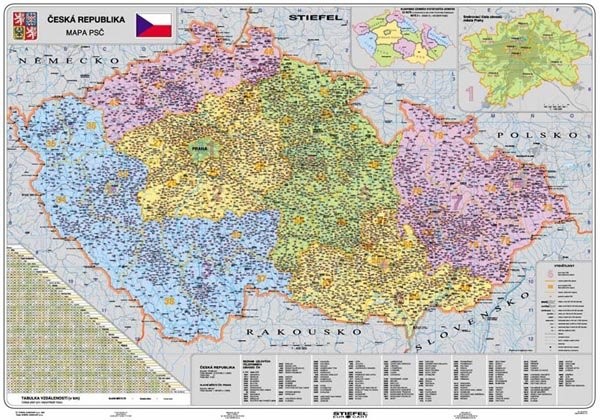 mapa psč česká republika Česká republika   Mapa PSČ (135x100 cm)   UčebniceMapy.cz mapa psč česká republika
