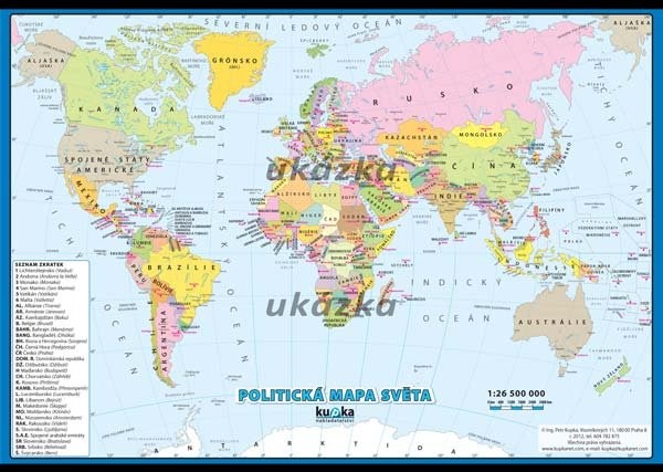 mapa světa Politická mapa světa XXL (nástěnná mapa)   UčebniceMapy.cz mapa světa