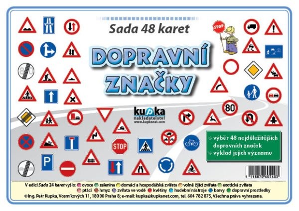 Dopravní značky - sada 48 malých karet (A7)