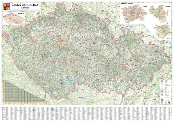 Česká republika - velká nástěnná automapa (2 x 1,35 m)
