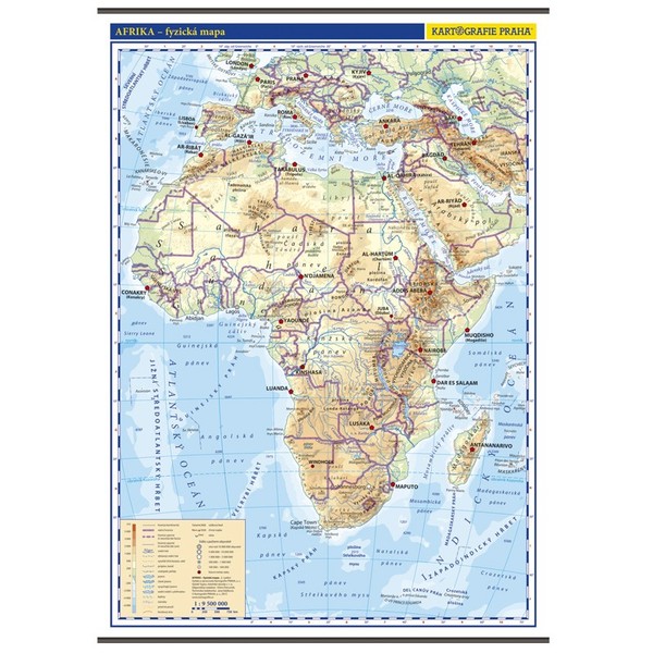 Afrika - nástěnná obecně zeměpisná mapa školní