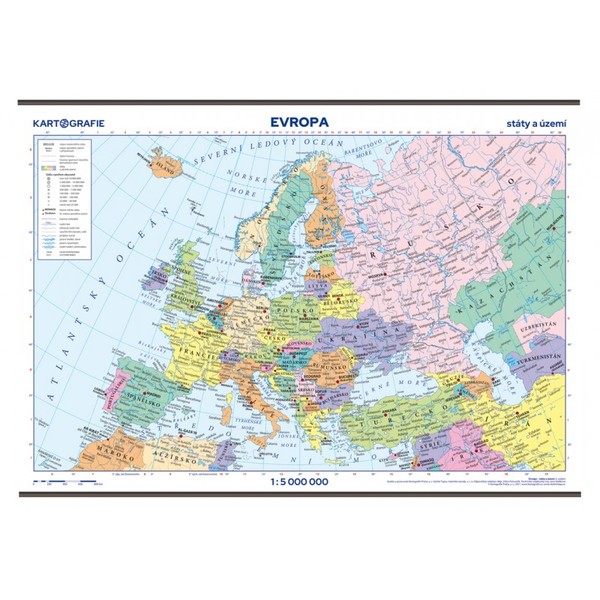 Evropa - nástěnná politická mapa školní