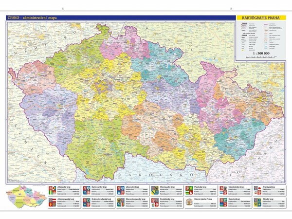 Česko - administrativní nástěnná mapa