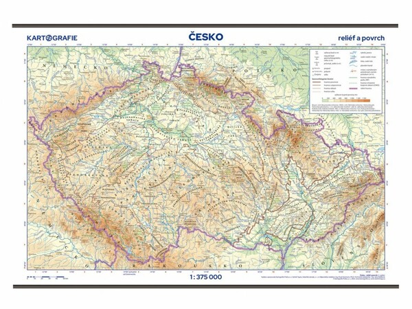 Česká republika - reliéf a povrch - školní mapa