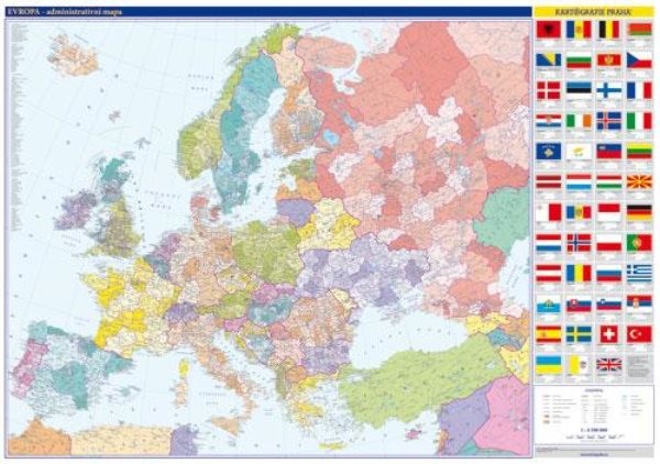 Evropa - nástěnná administrativní mapa (1360 x 960 mm)