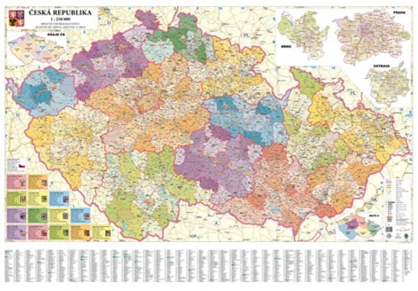 Česká republika - obří administrativní mapa (200 x 140 cm)