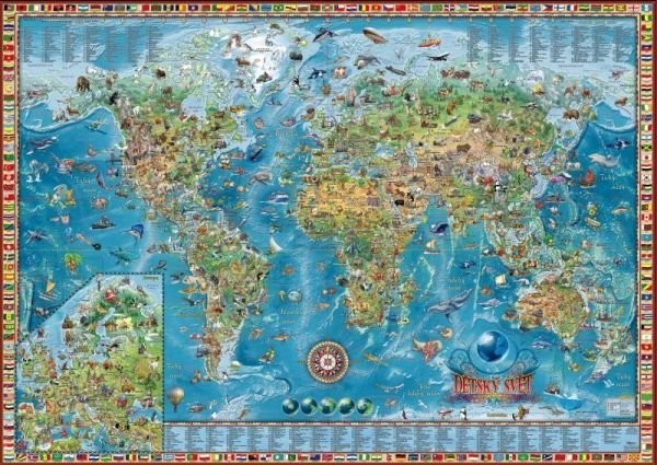 Dětská mapa světa (nástěnná 138 x 98 cm)