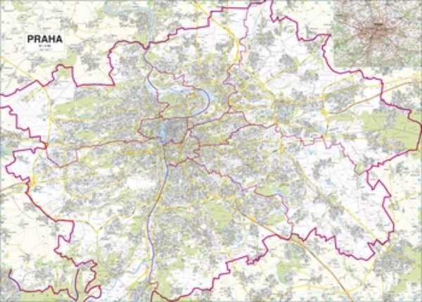 Praha - nástěnný plán města (155x110 cm)
