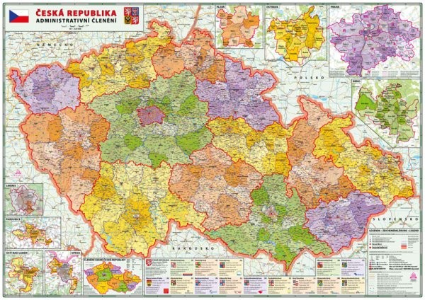 Česká republika - nástěnná administrativní velká (160 x 114 cm)
