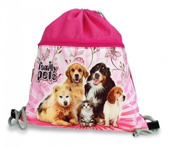Sáček na cvičky Family pets (velký s kapsou na zip)