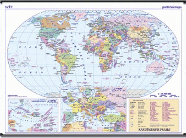 Svět - nástěnná politická mapa školní (1 300 x 960 mm)