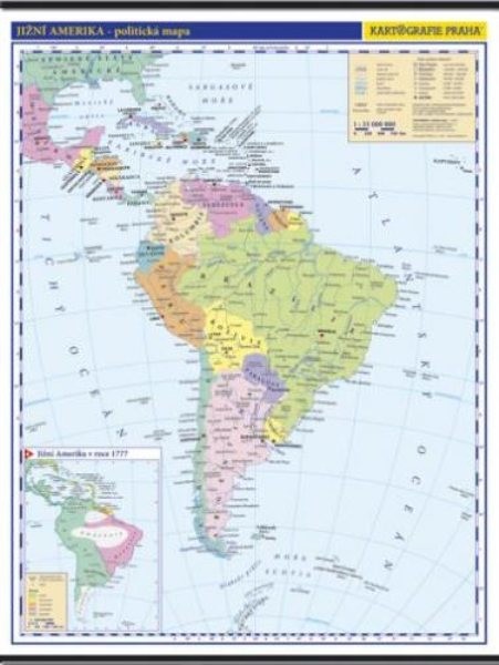 Jižní Amerika - nástěnná politická mapa školní