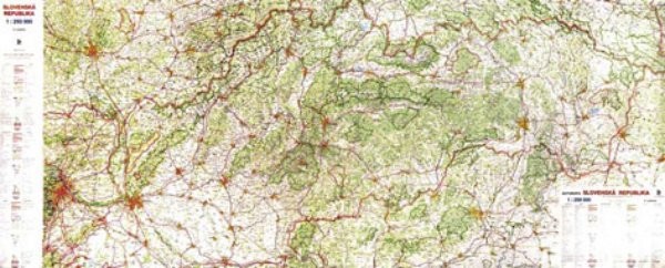 Slovenská republika - nástěnná mapa silniční velká (210 x 90 cm)