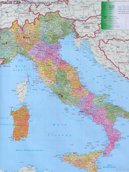 Itálie - spediční nástěnná mapa